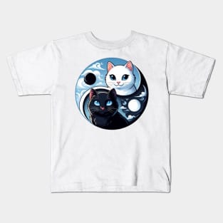 Scenic Ying Yang Cats Kids T-Shirt